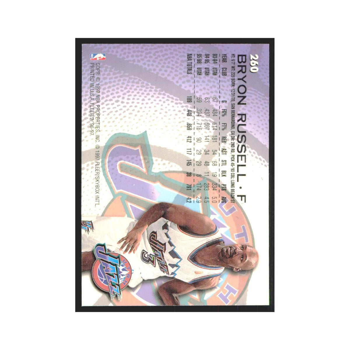 1996 Fleer Bryon Russell Jazz #260