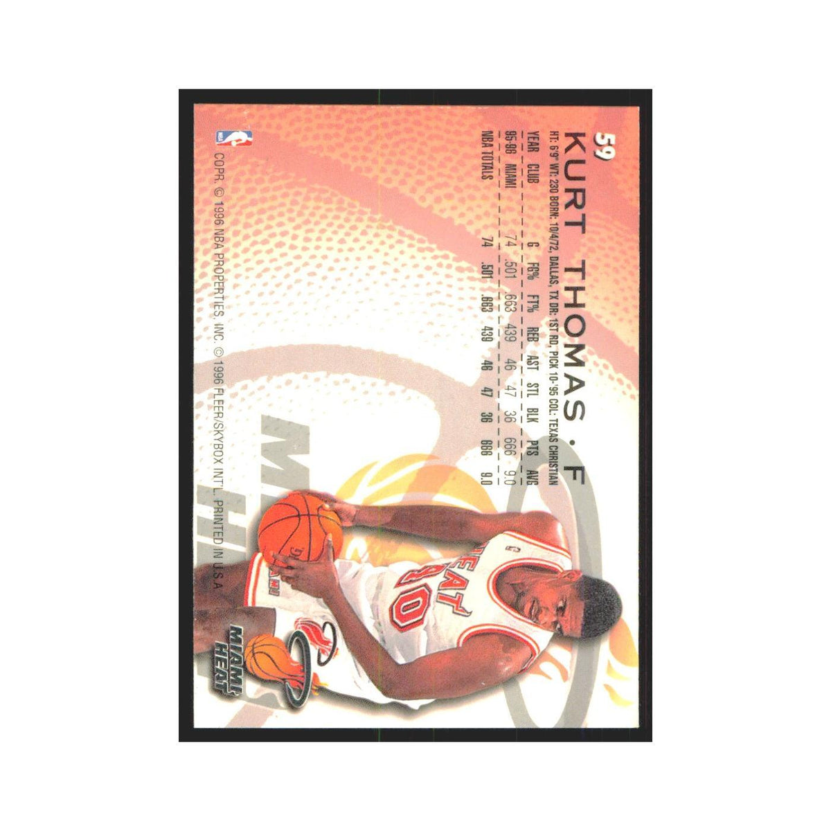1996 Fleer Kurt Thomas Heat #59