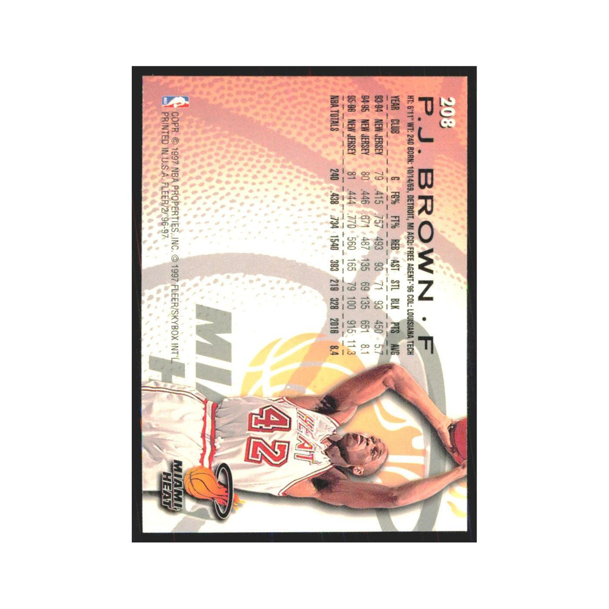 1996 Fleer P.J. Brown Heat #208