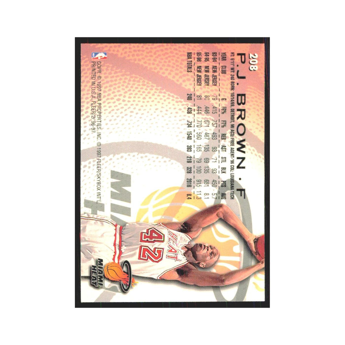 1996 Fleer P.J. Brown Heat #208