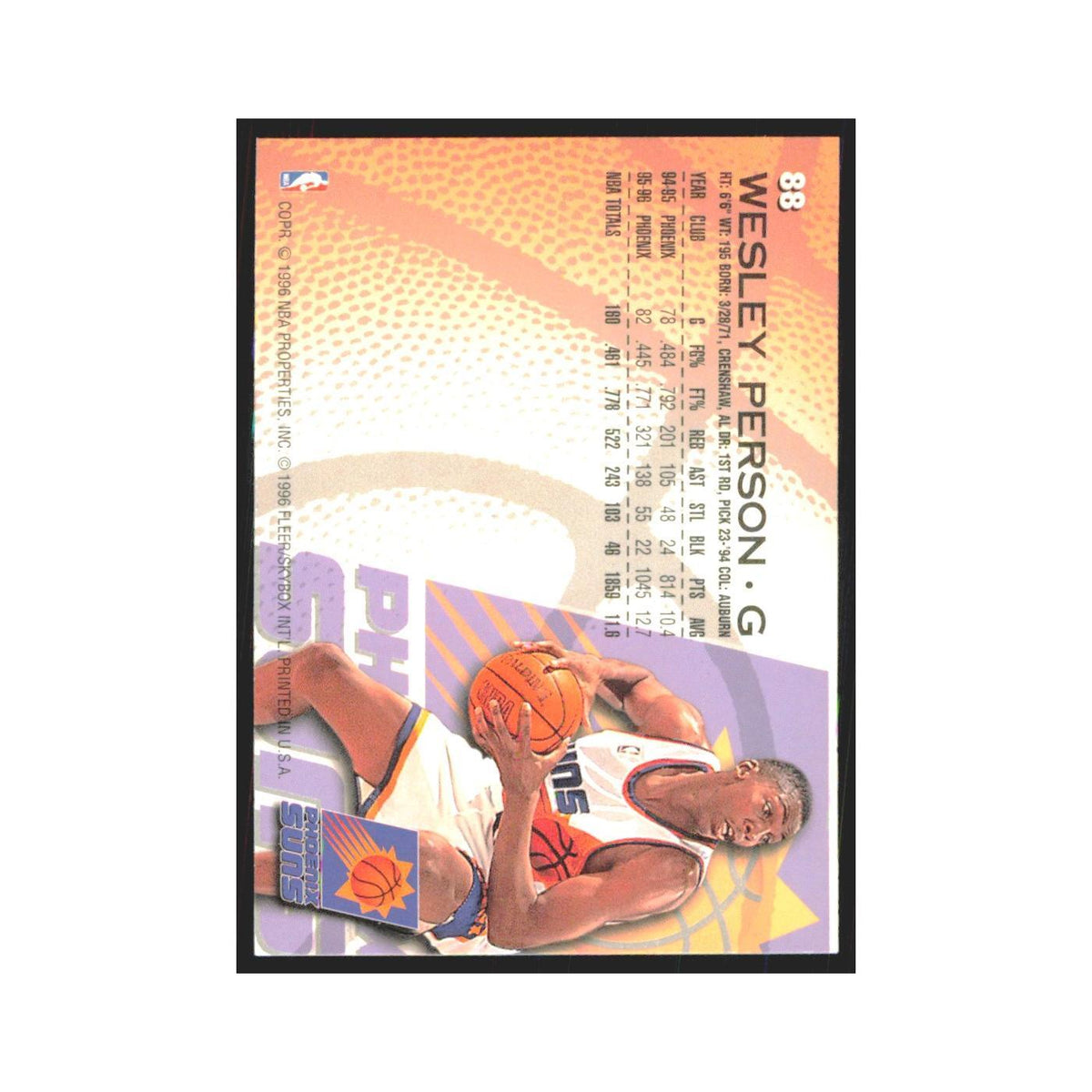 1996 Fleer Wesley Person Suns #88