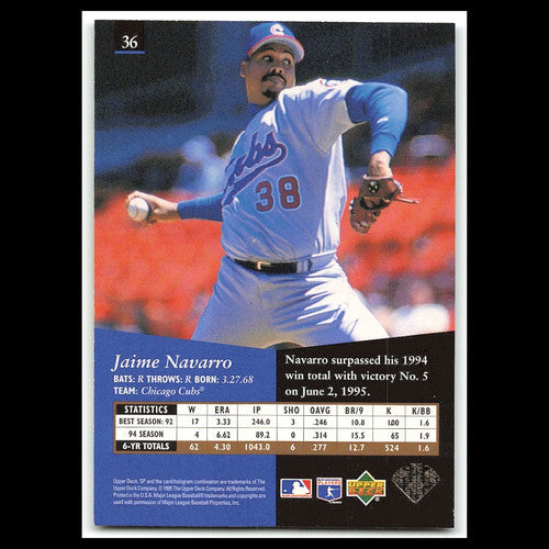 Jaime Navarro #36 1995 Upper Deck SP Chicago Cubs Baseball Card MLB NM