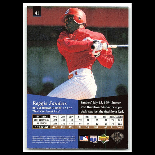 Reggie Sanders #41 1995 Upper Deck SP Cincinnati Reds Baseball Card MLB NM