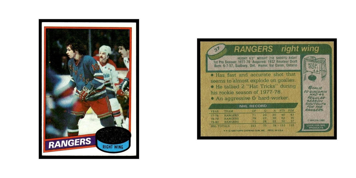 Ron Duguay 1980 Topps Unscratched #37 New York Rangers Hockey Card EX