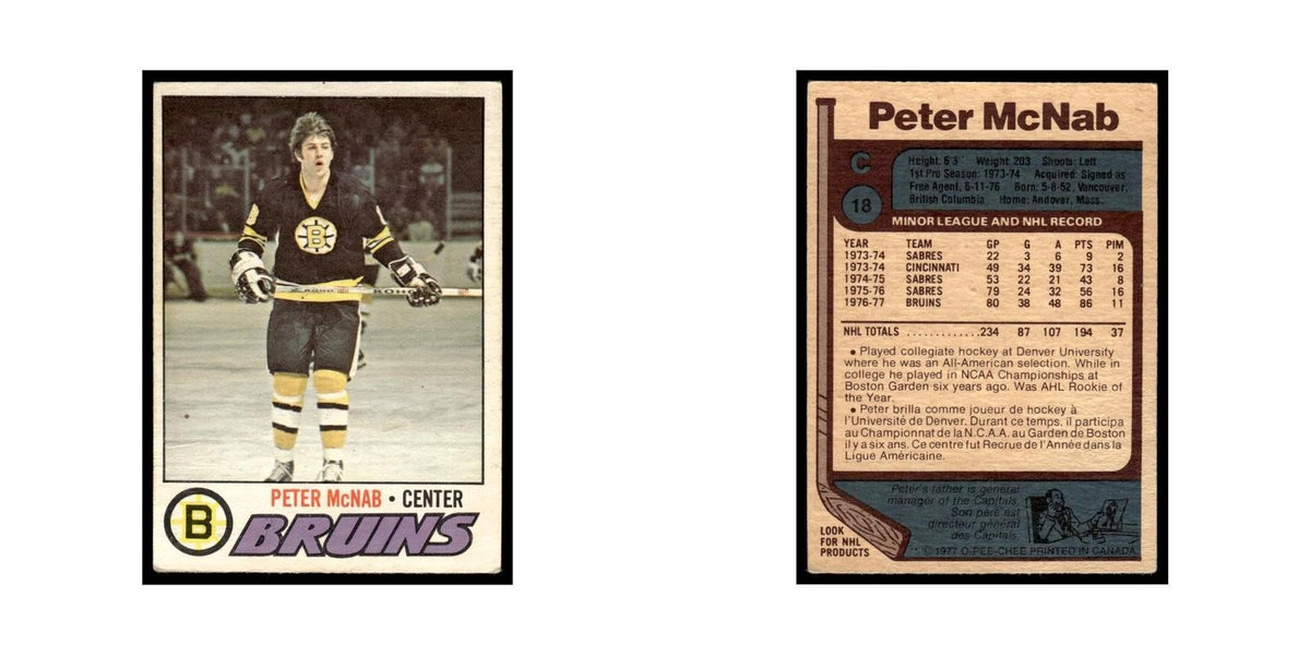 Peter McNab 1977 O-Pee-Chee #18 Boston Bruins Hockey Card EX
