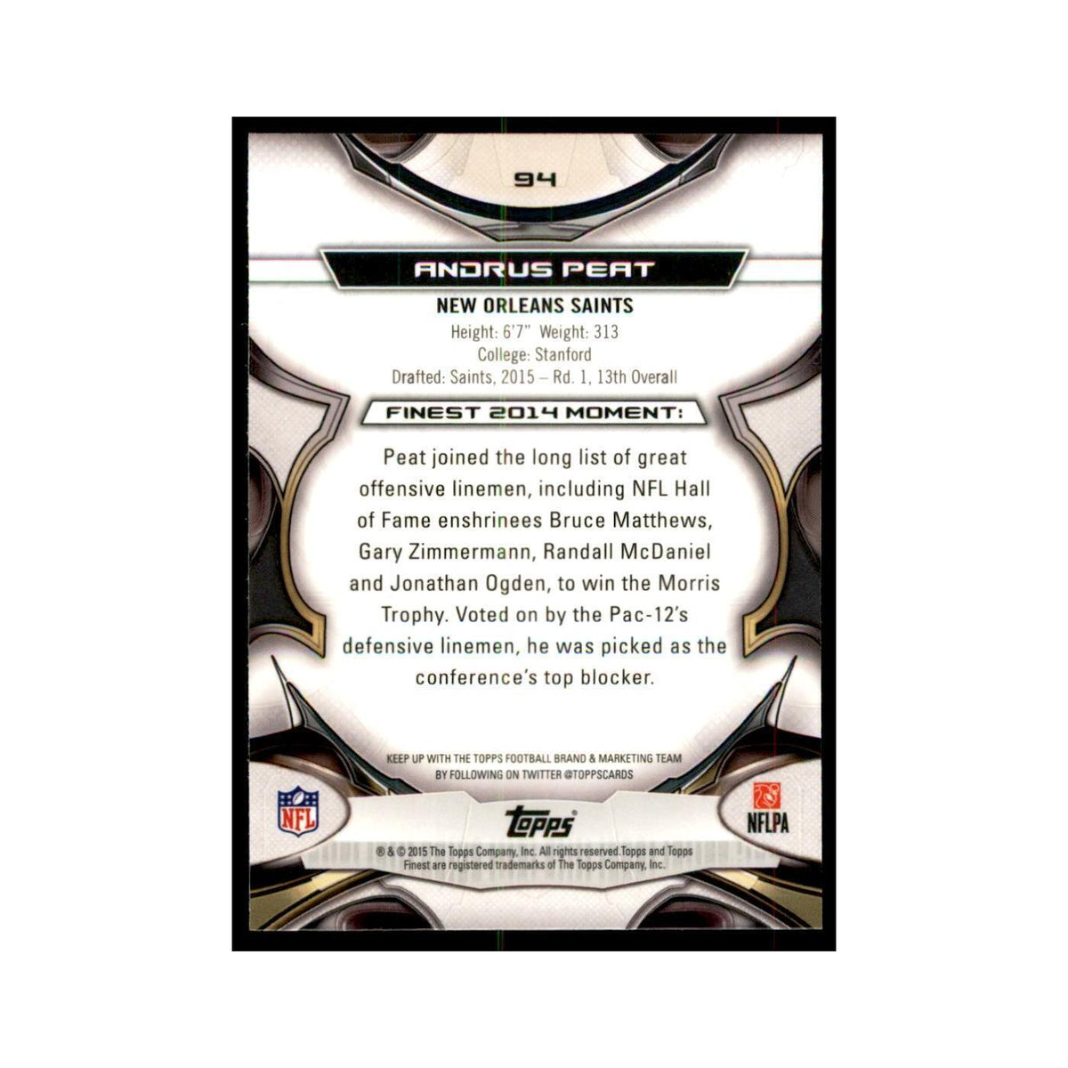 2015 Topps Finest Andrus Peat RC Football Cards #94