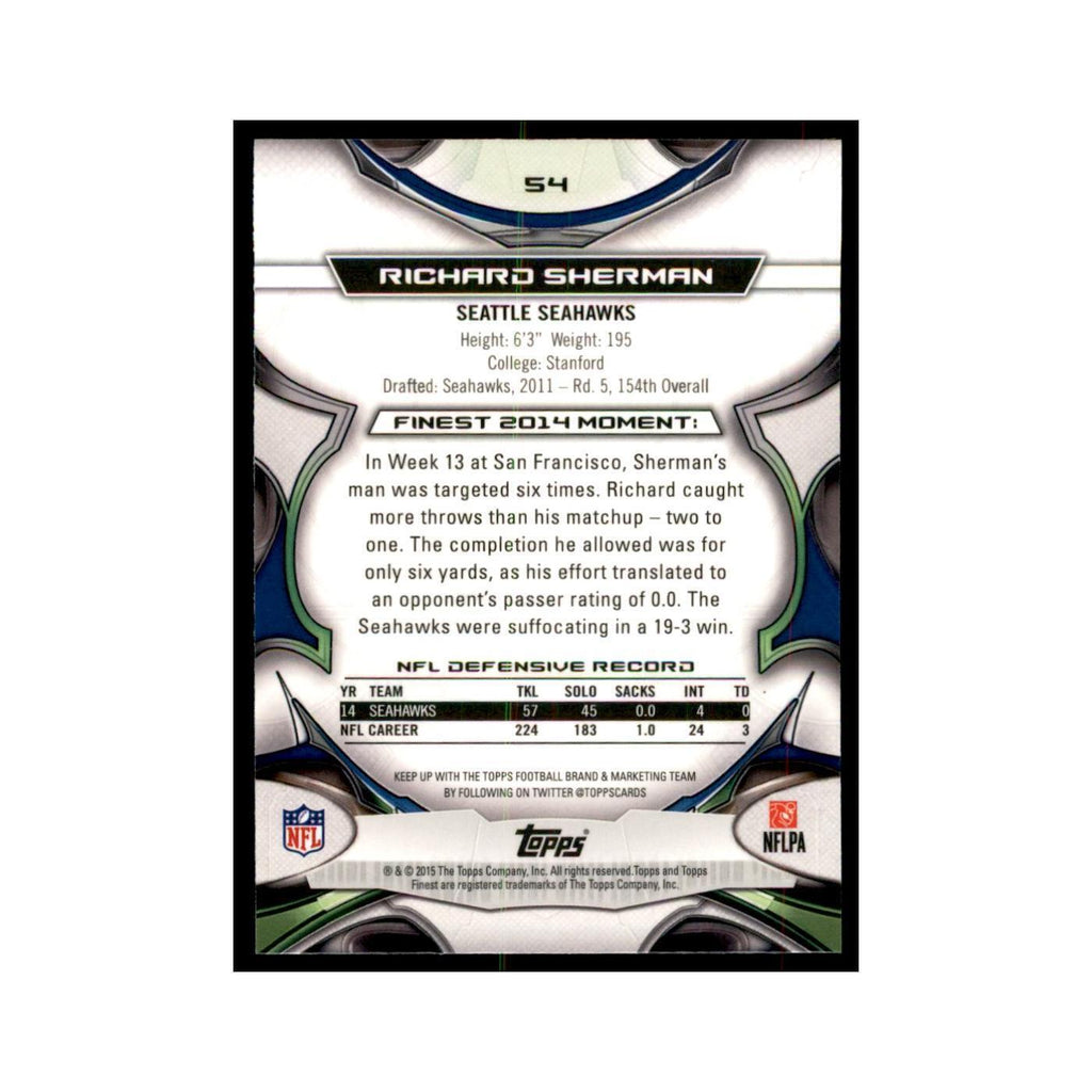 2015 Topps Finest Richard Sherman Football Cards #54