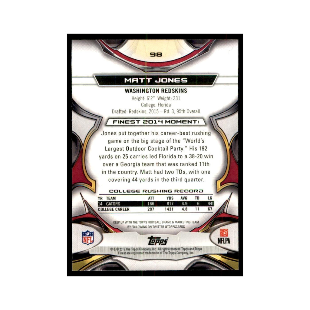 2015 Topps Finest Matt Jones RC Football Cards #98
