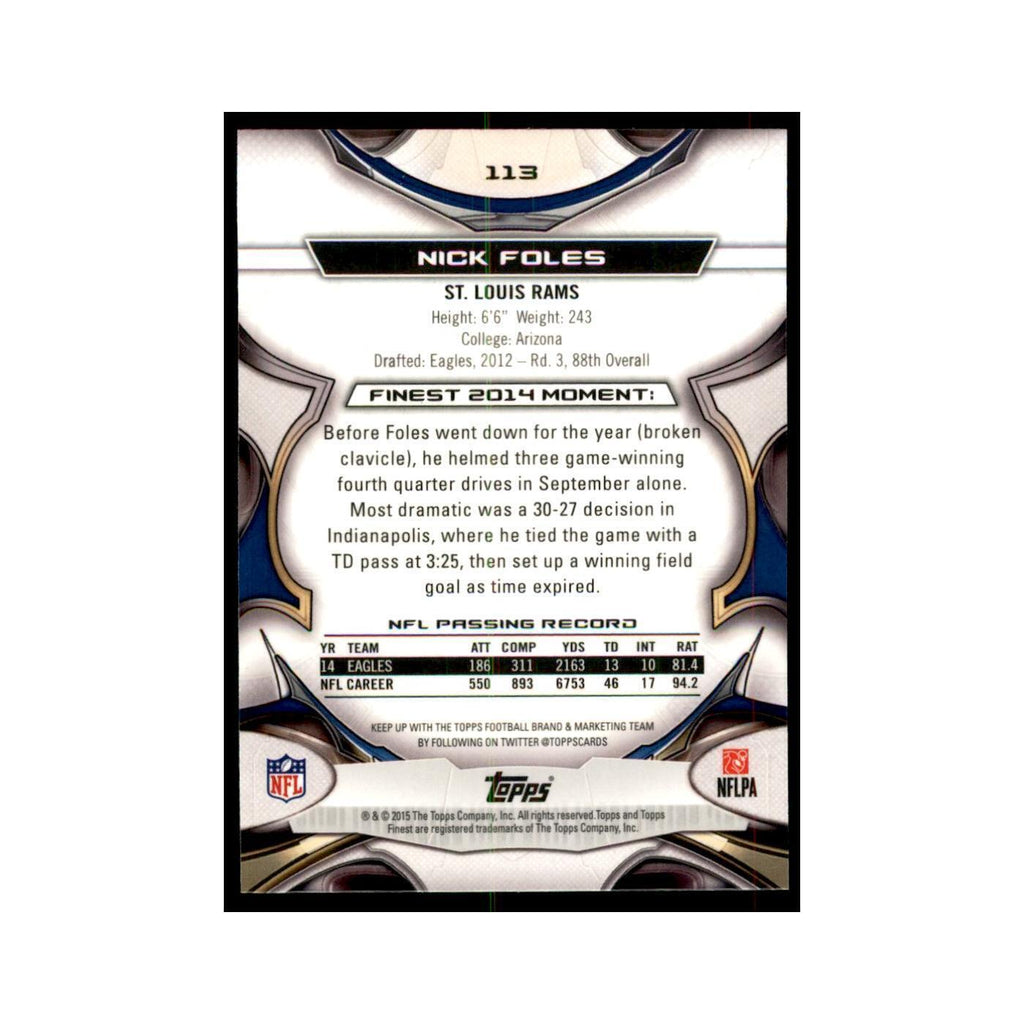 2015 Topps Finest Nick Foles Football Cards #113