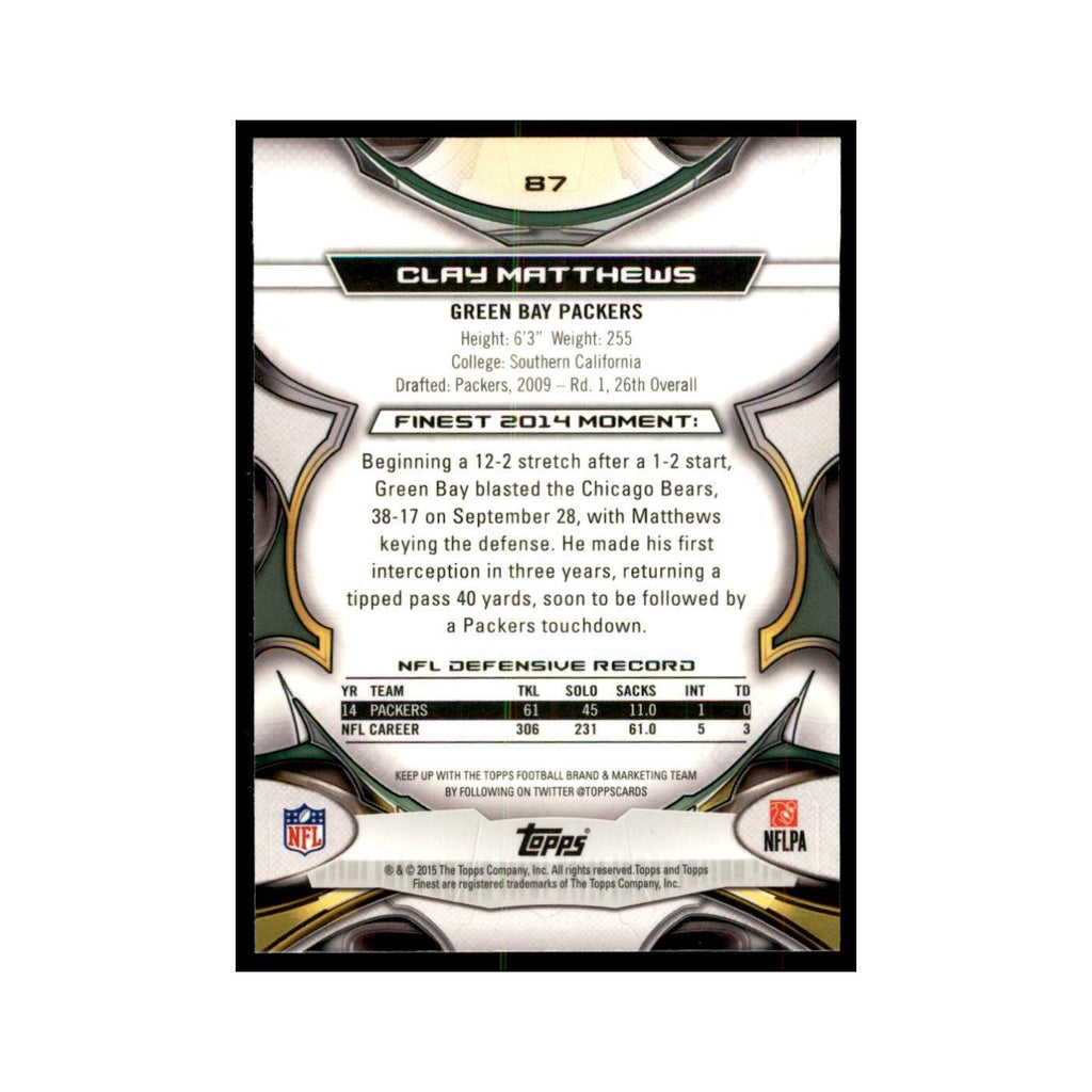 2015 Topps Finest Clay Matthews Football Cards #87