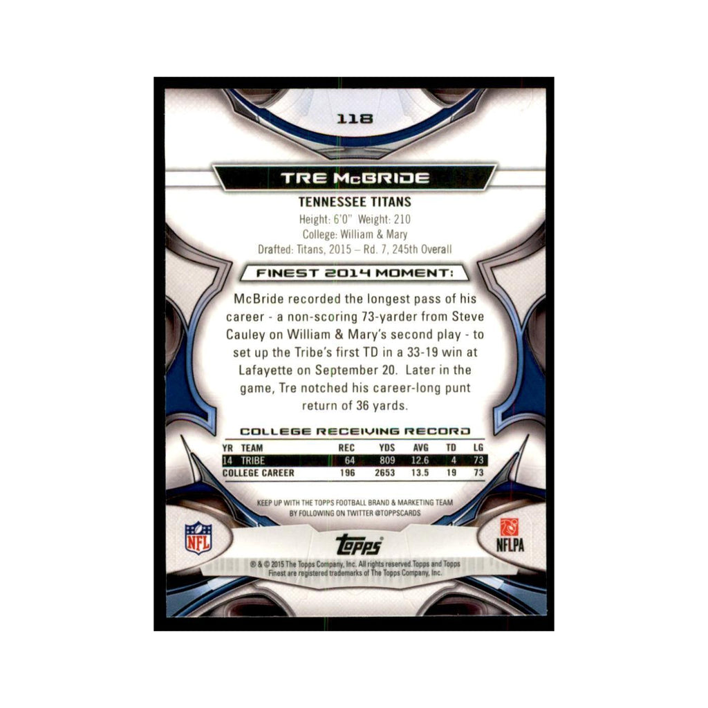 2015 Topps Finest Tre McBride RC Football Cards #118
