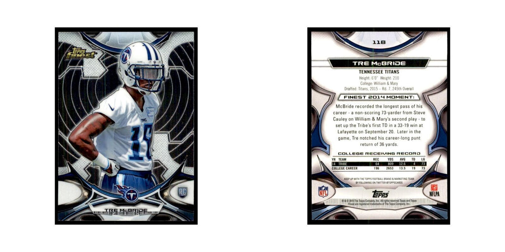 2015 Topps Finest Tre McBride RC Football Cards #118