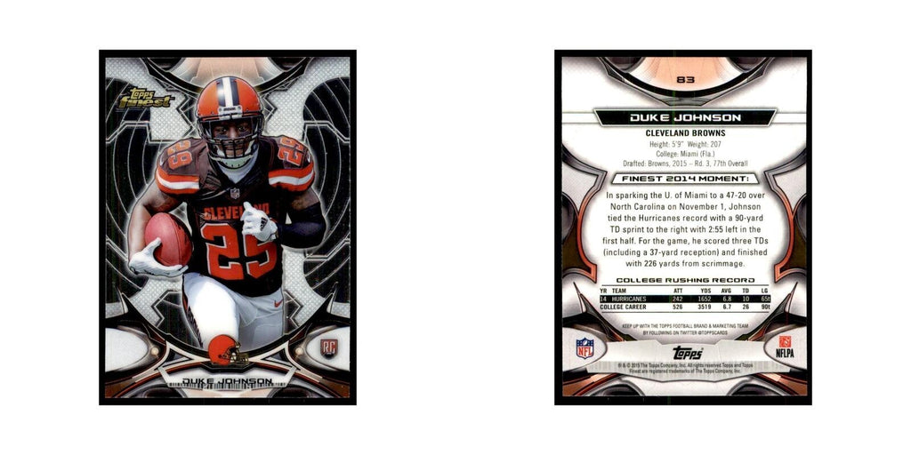 2015 Topps Finest Duke Johnson RC Football Cards #83
