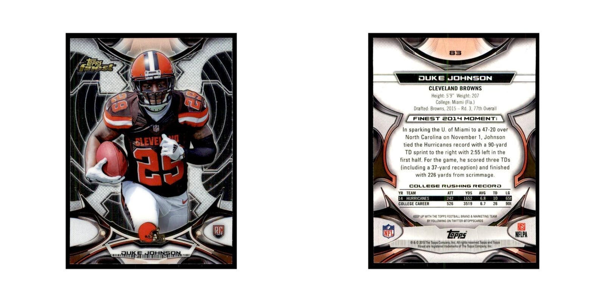 2015 Topps Finest Duke Johnson RC Football Cards #83