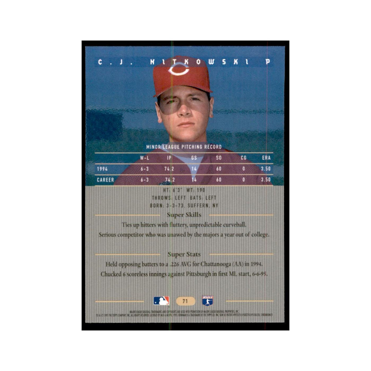 1995 Bowman's Best C.J. Nitkowski Baseball Cards #71