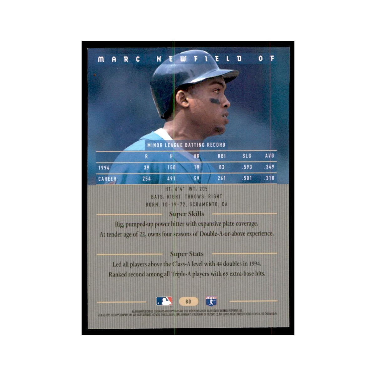 1995 Bowman's Best Marc Newfield Baseball Cards #80