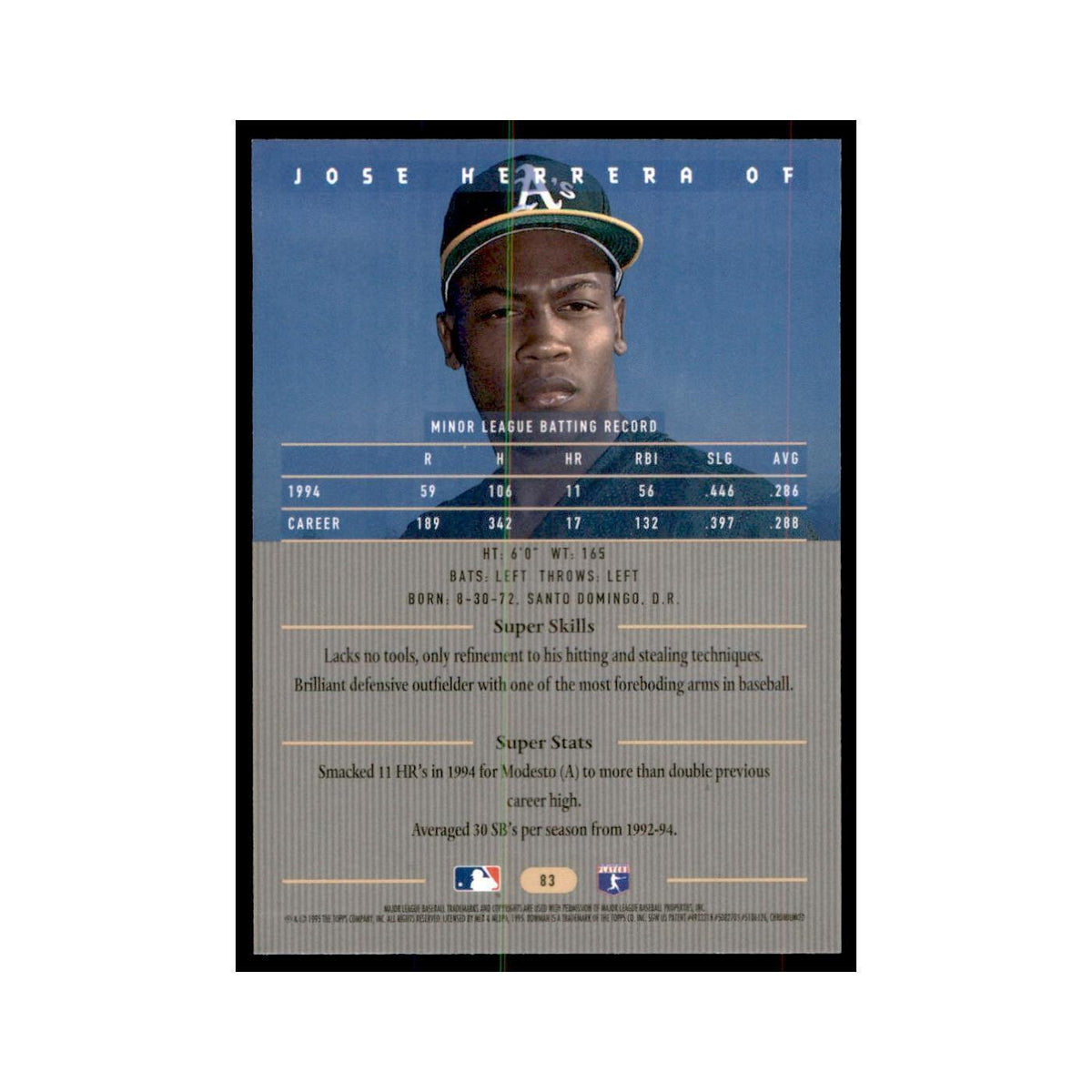 1995 Bowman's Best Jose Herrera Baseball Cards #83