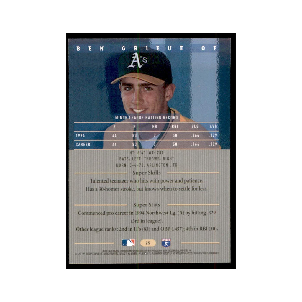 1995 Bowman's Best Ben Grieve Baseball Cards #25