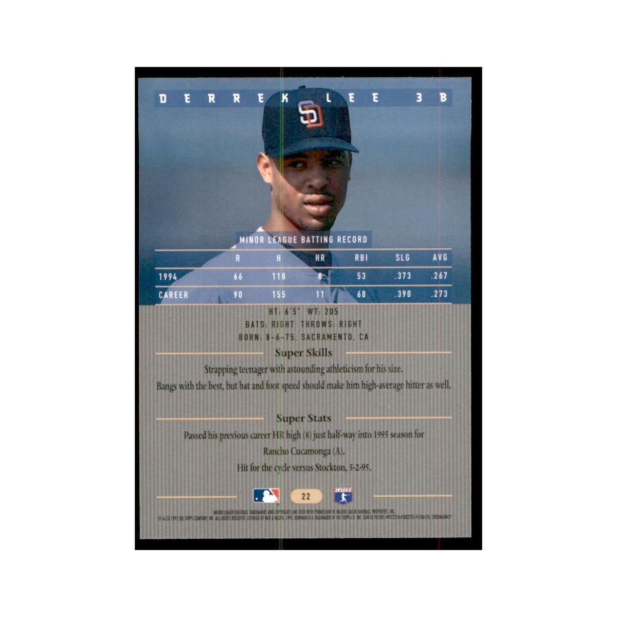 1995 Bowman's Best Derrek Lee Baseball Cards #22