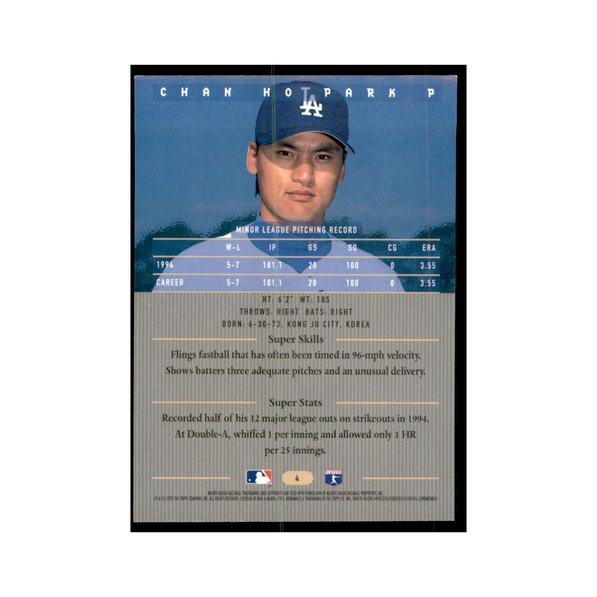 1995 Bowman's Best Chad Ho Park Baseball Cards #4