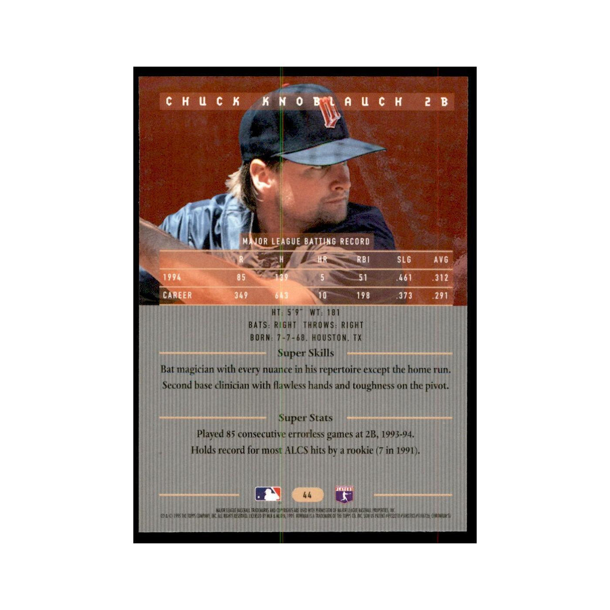 1995 Bowman's Best Chuck Knoblauch Baseball Cards #44
