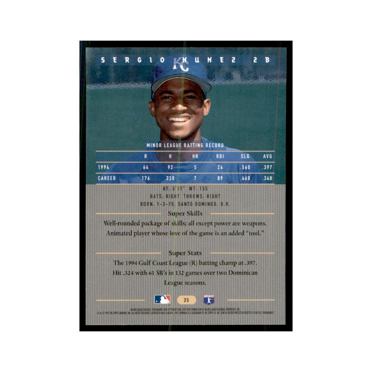 1995 Bowman's Best Sergio Nunez Baseball Cards #35