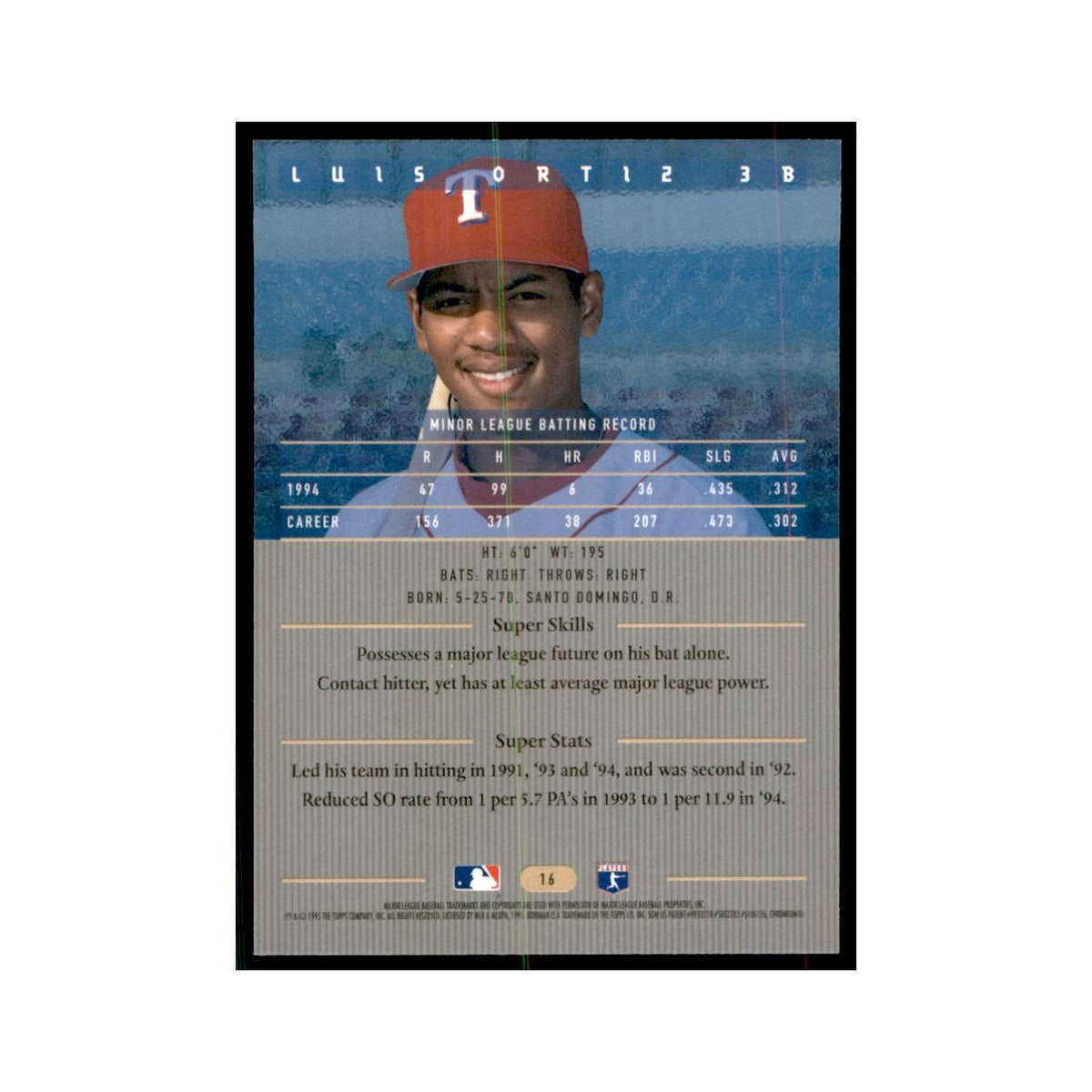1995 Bowman's Best Luis Ortiz Baseball Cards #16