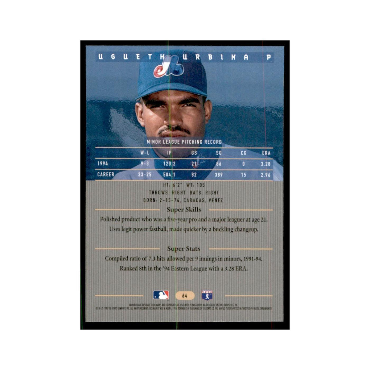 1995 Bowman's Best Ugueth Urbina Baseball Cards #64