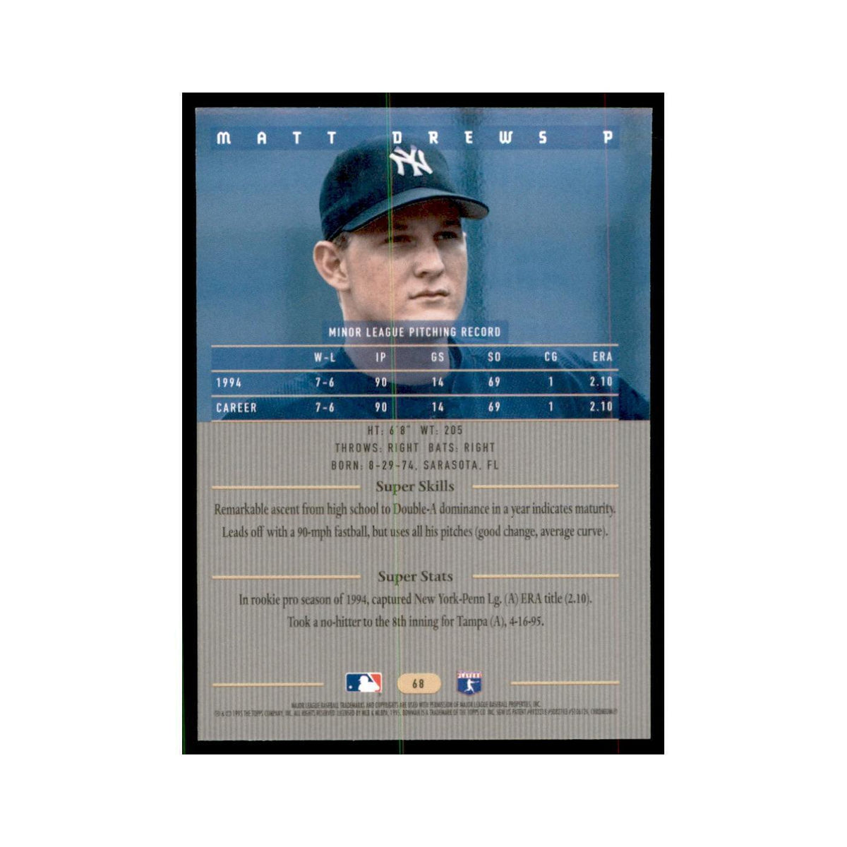 1995 Bowman's Best Matt Drews Baseball Cards #68