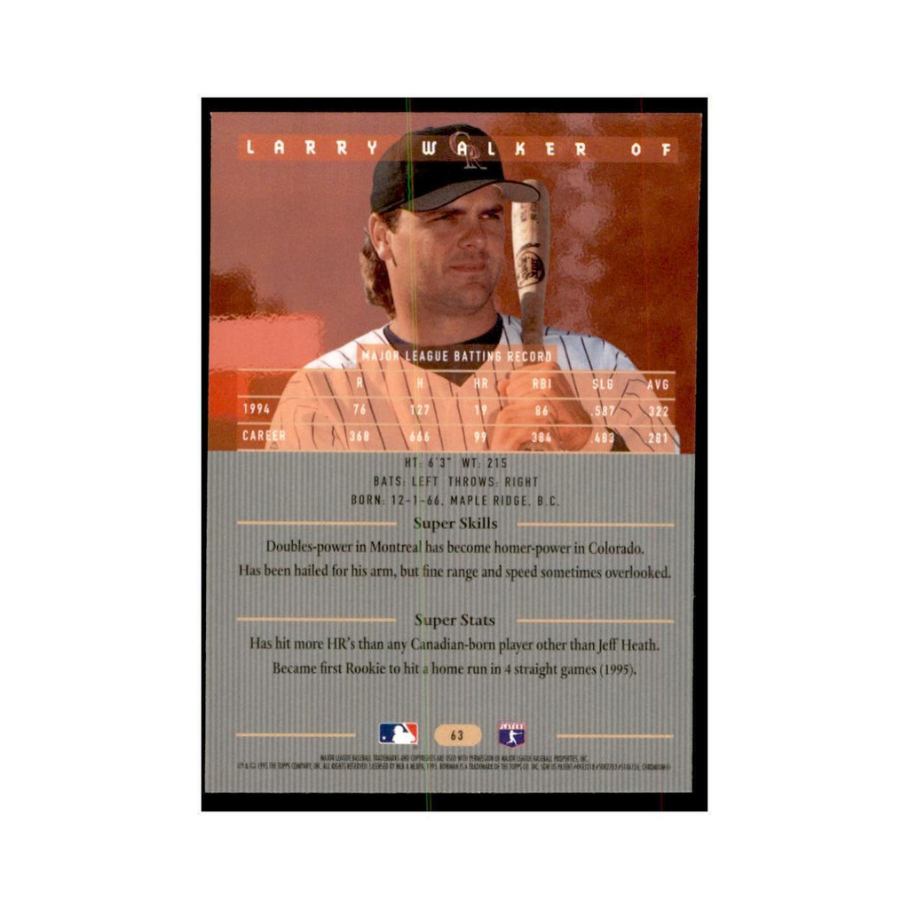 1995 Bowman's Best Larry Walker Baseball Cards #63