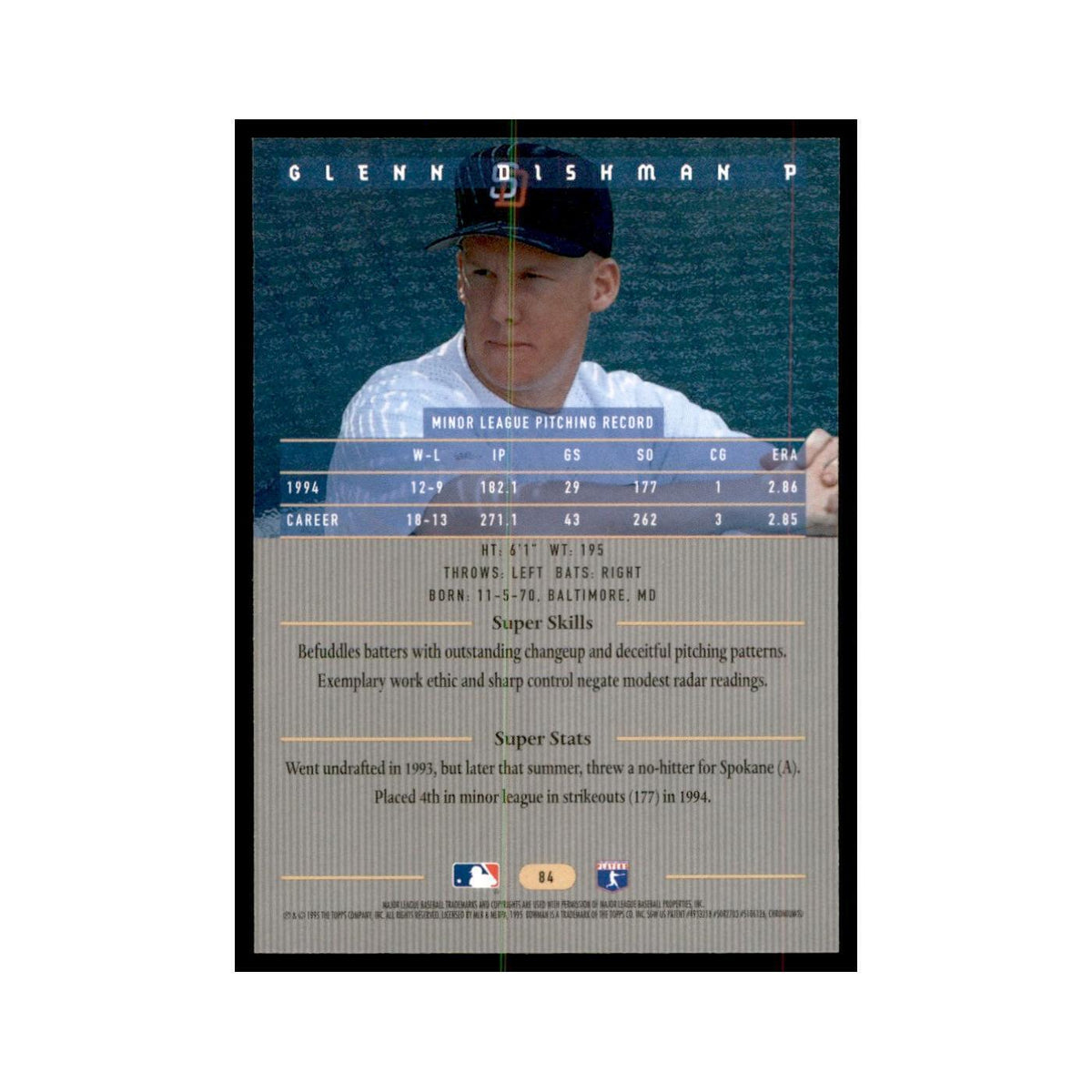 1995 Bowman's Best Glenn Dishman Baseball Cards #84