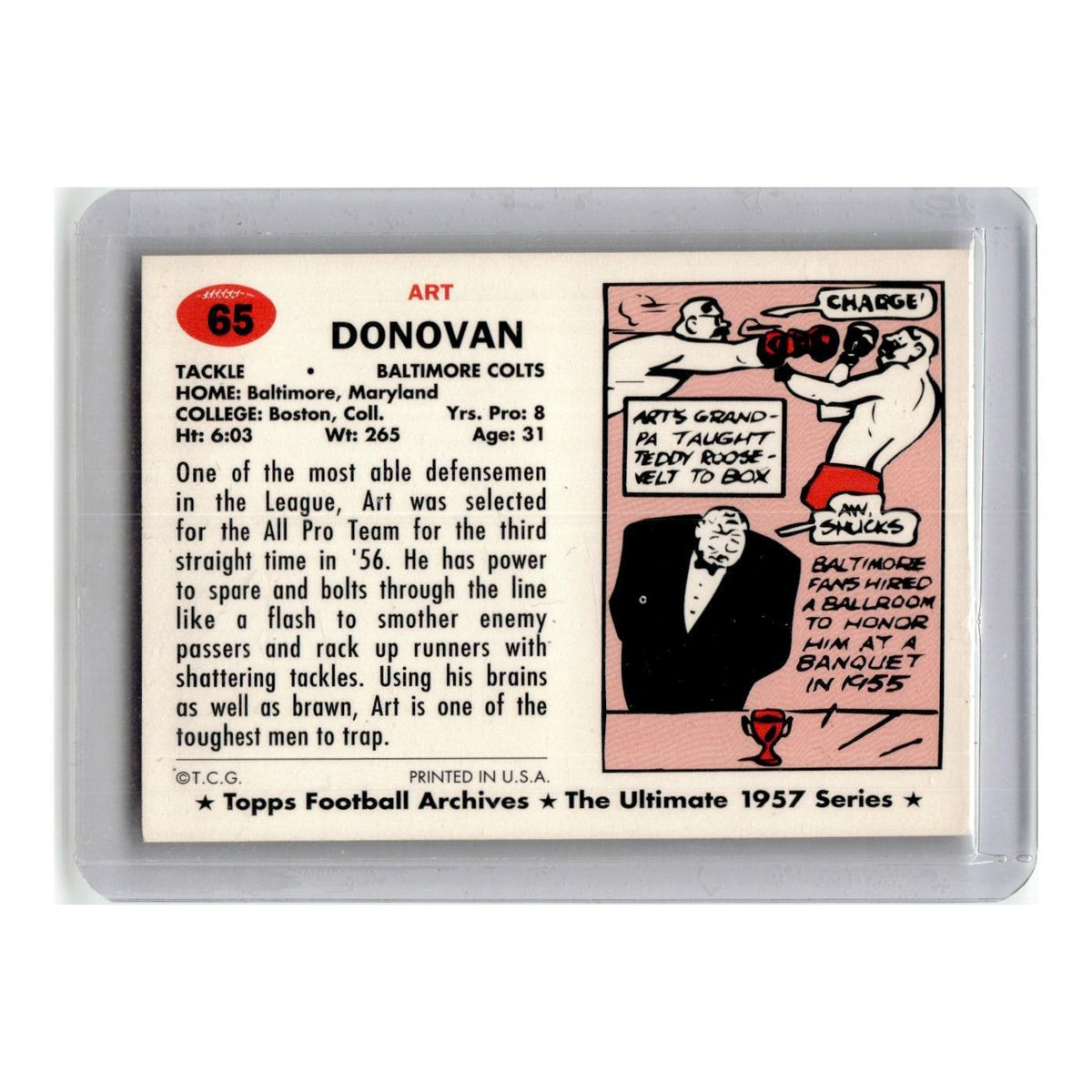 1994 Topps Archives 1957 Series Art Donovan Baltimore Colts #65