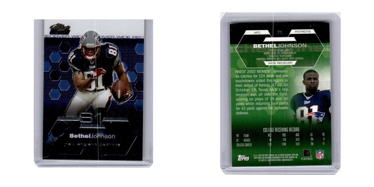 2003 Finest Bethel Johnson RC Patriots #71