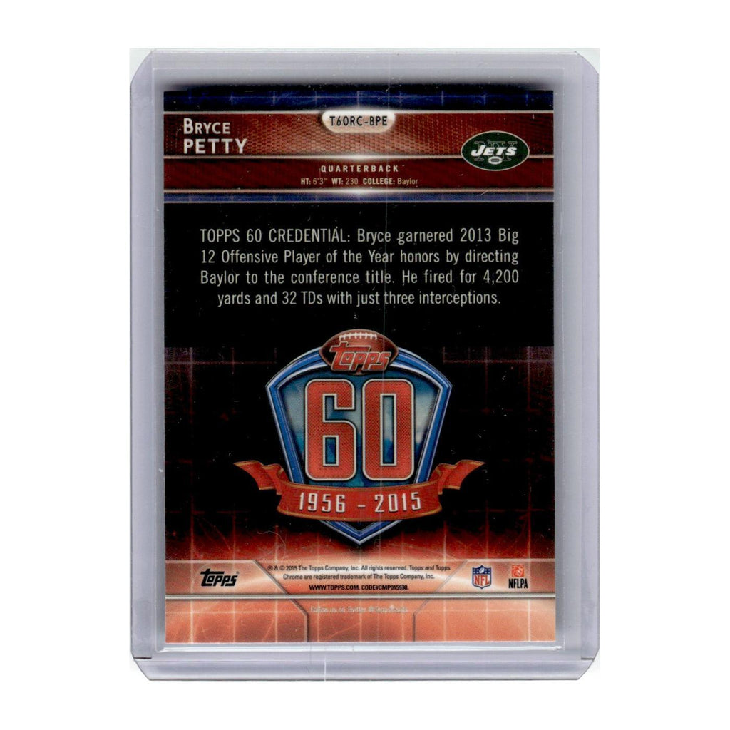 2015 Topps Chrome 60th Anniversary Bryce Petty RC Jets #T60RC-BPE