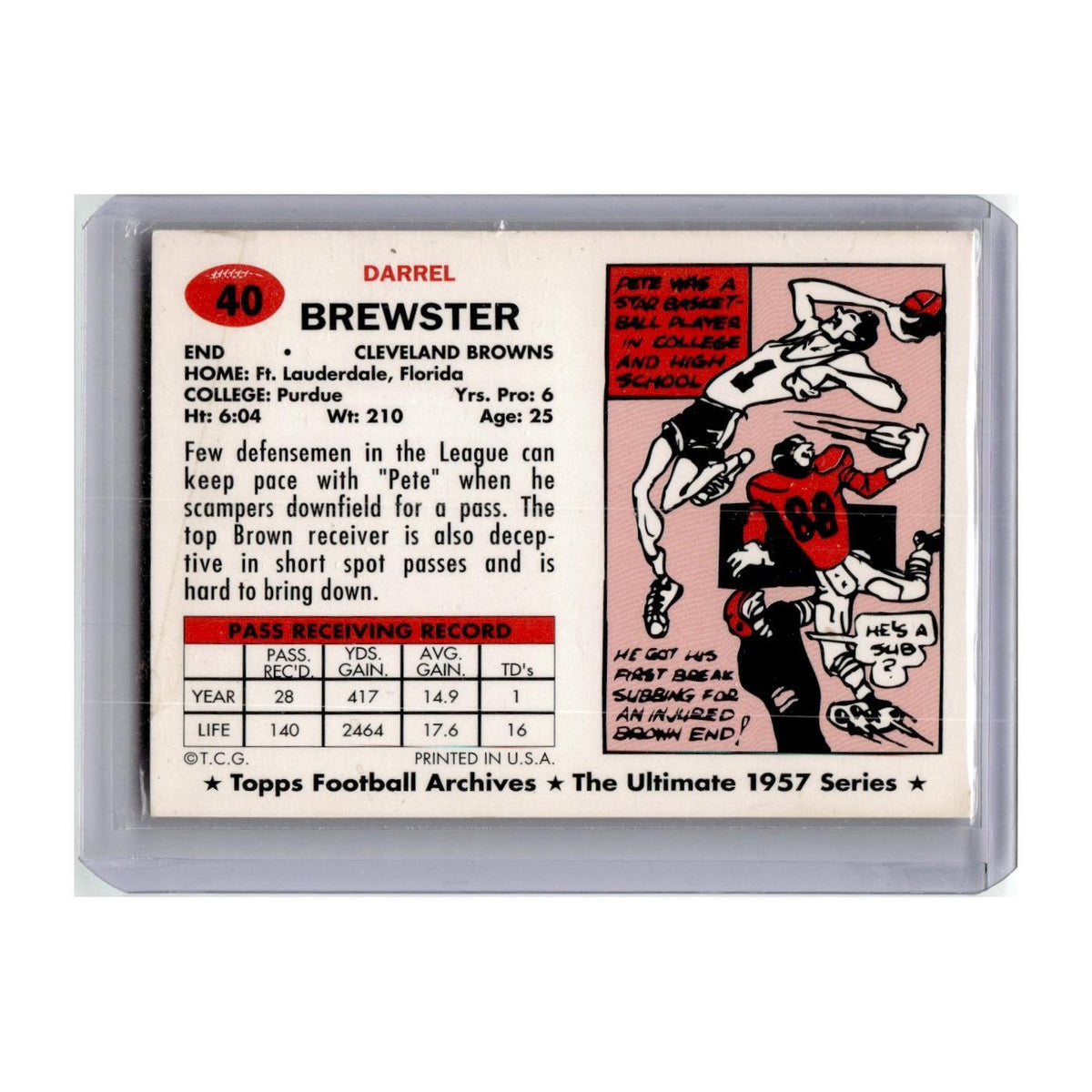 1994 Topps Archives 1957 Series Pete Brewster Browns #40
