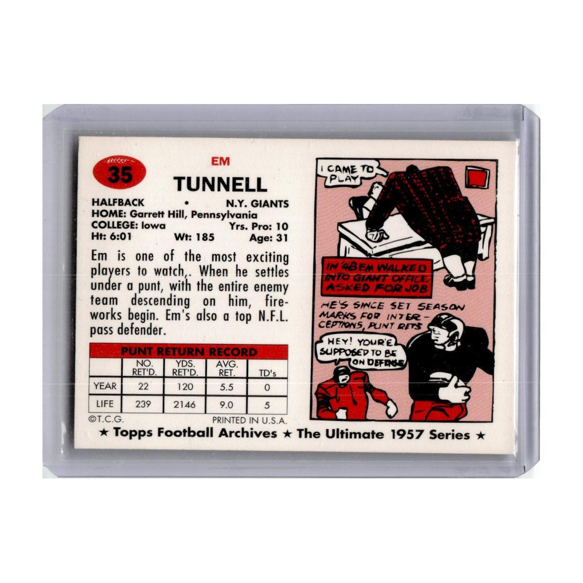 1994 Topps Archives 1957 Series Em Tunnell Giants #35