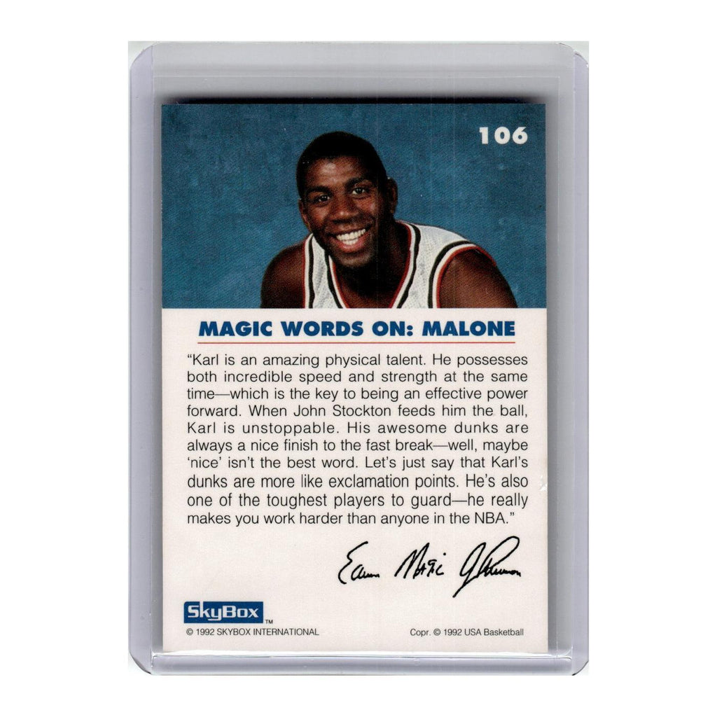 1992 SkyBox USA Magic on Malone Jazz #106