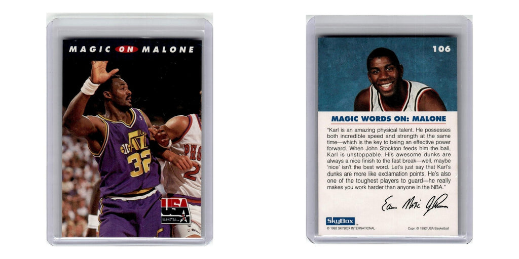 1992 SkyBox USA Magic on Malone Jazz #106