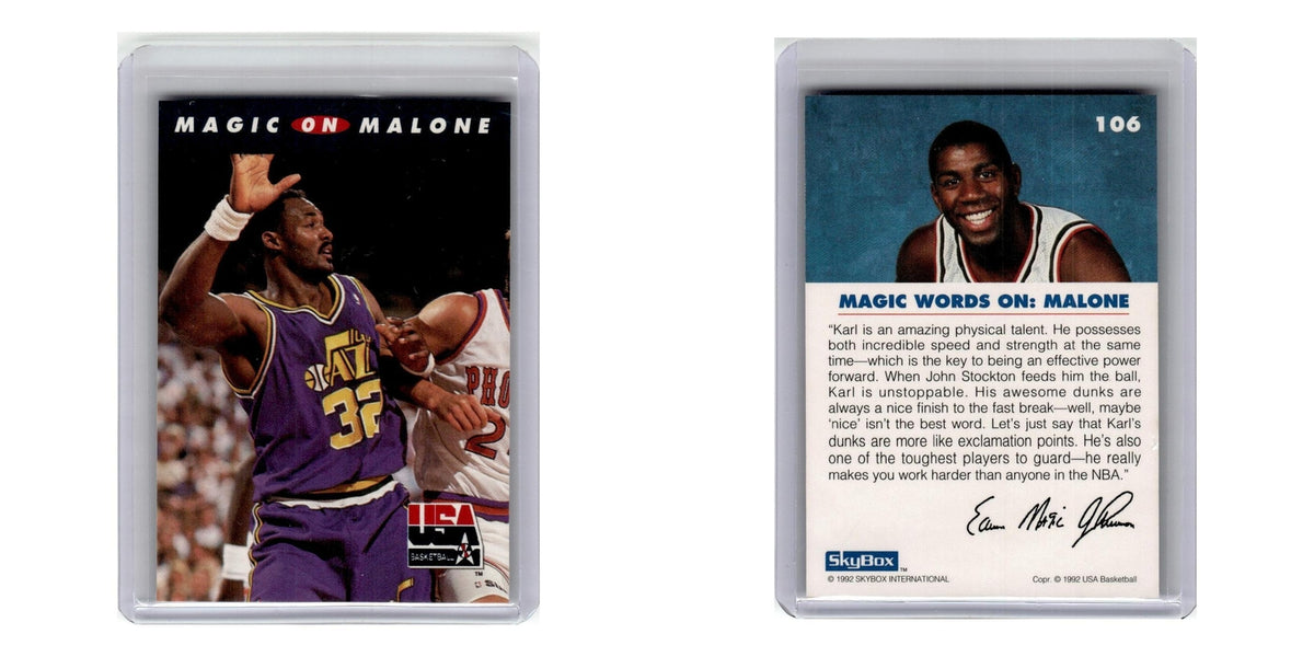 1992 SkyBox USA Magic on Malone Jazz #106