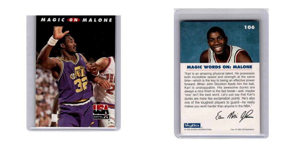 1992 SkyBox USA Magic on Malone Jazz #106