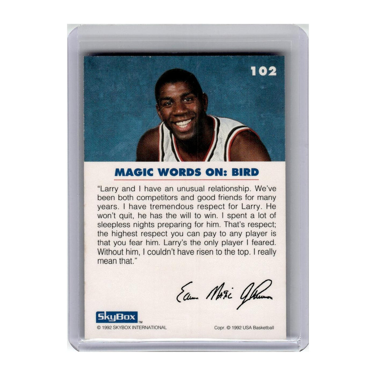 1992 SkyBox USA Magic on Bird Celtics #102