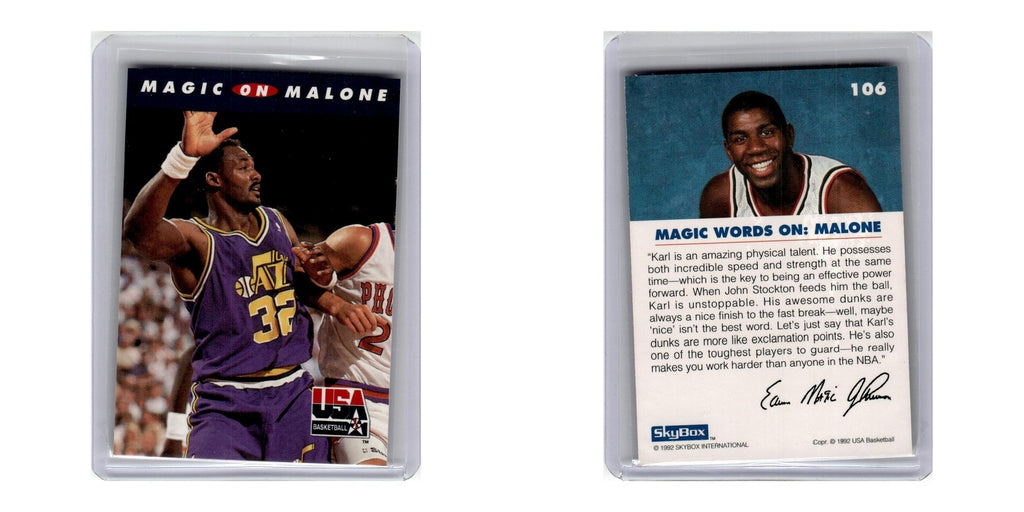 1992 SkyBox USA Magic on Malone Jazz #106