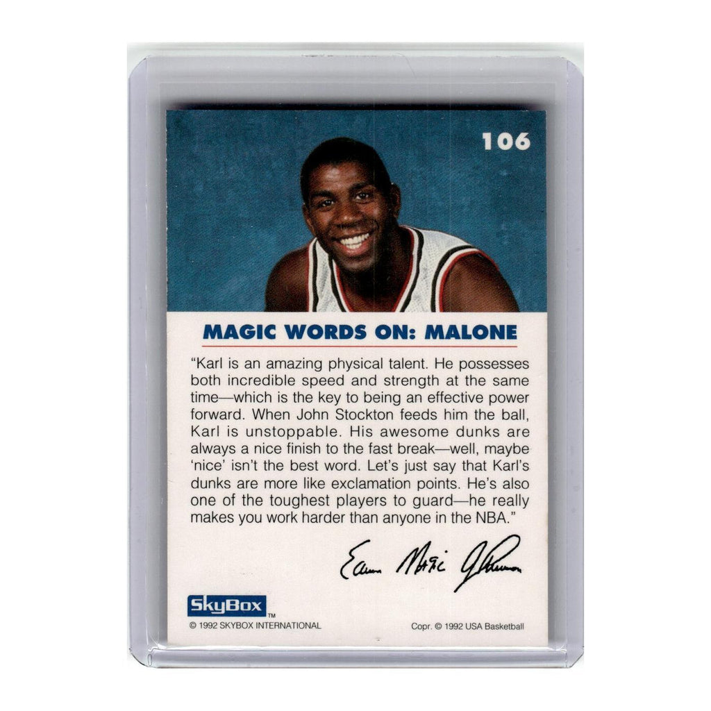1992 SkyBox USA Magic on Malone Jazz #106