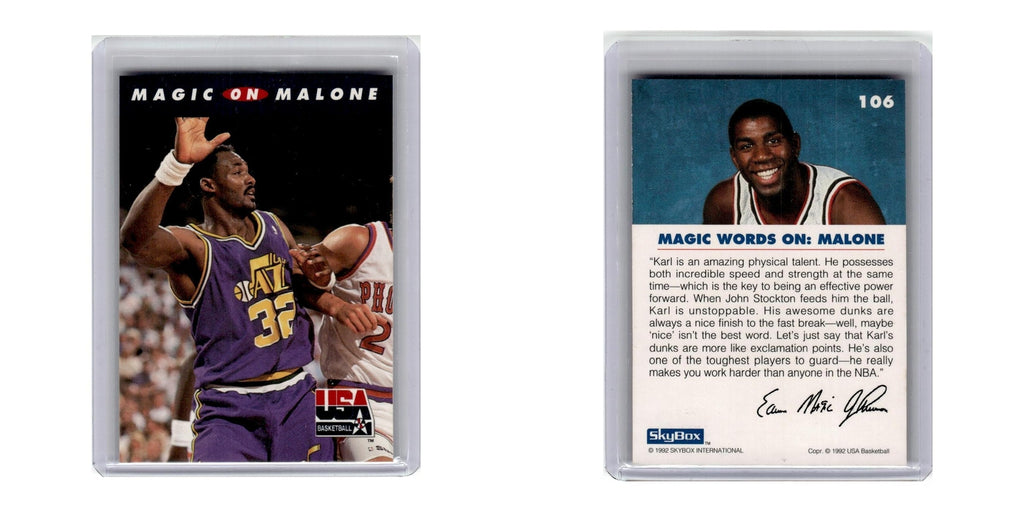 1992 SkyBox USA Magic on Malone Jazz #106
