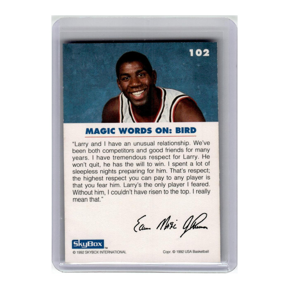 1992 SkyBox USA Magic on Bird Celtics #102