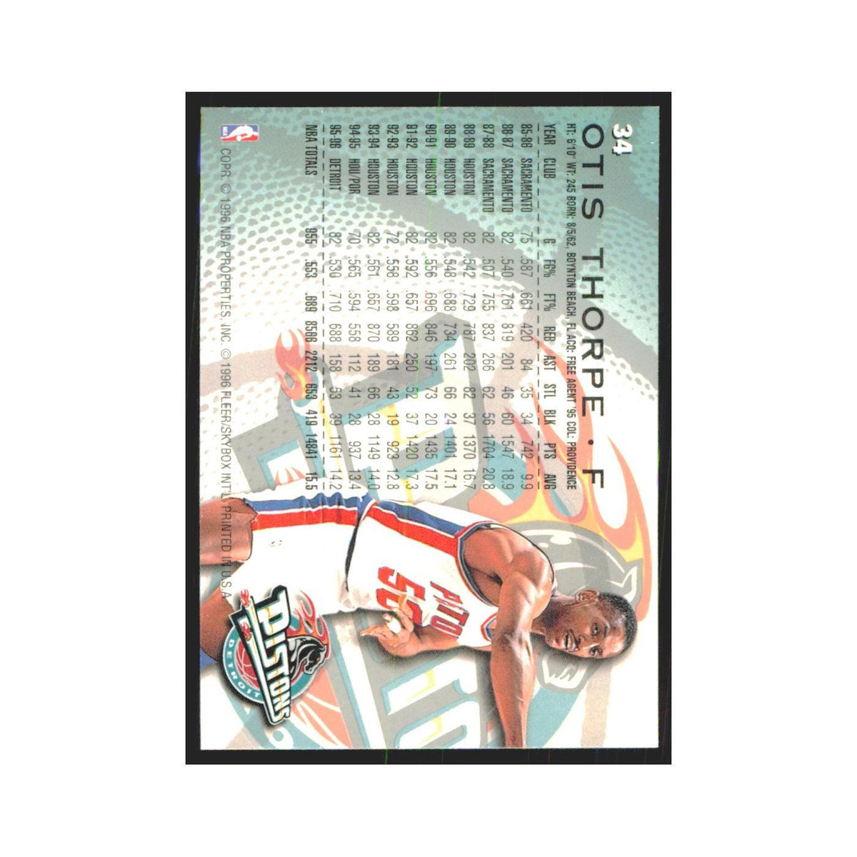 1996 Fleer Otis Thorpe Pistons #34