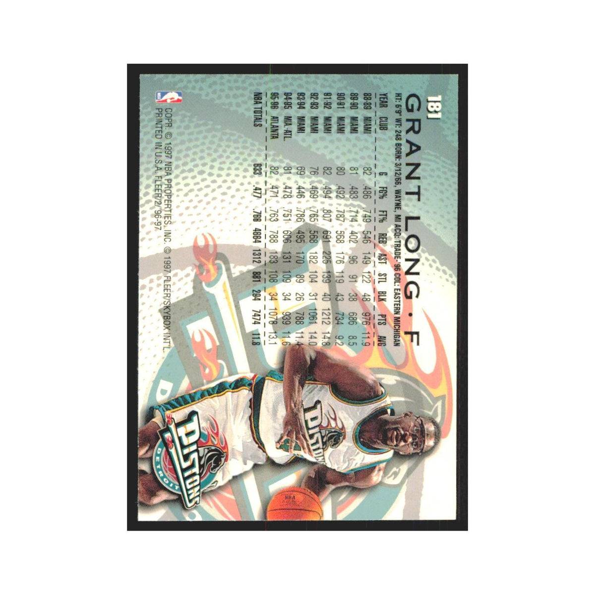 1996 Fleer Grant Long Pistons #181