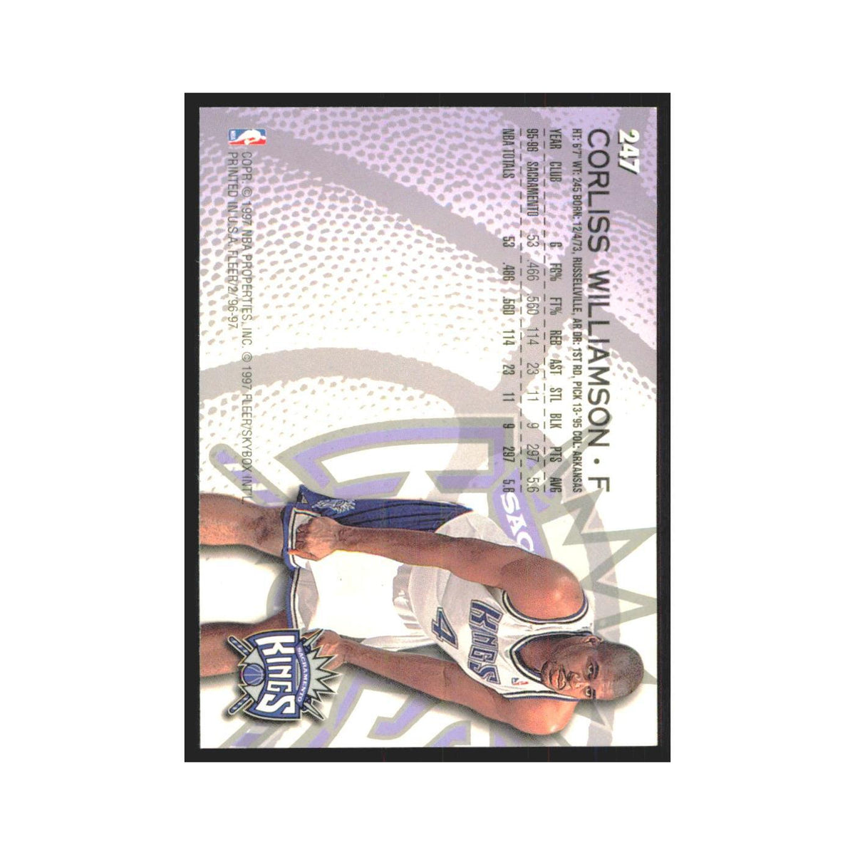1996 Fleer Corliss Williamson Kings #247