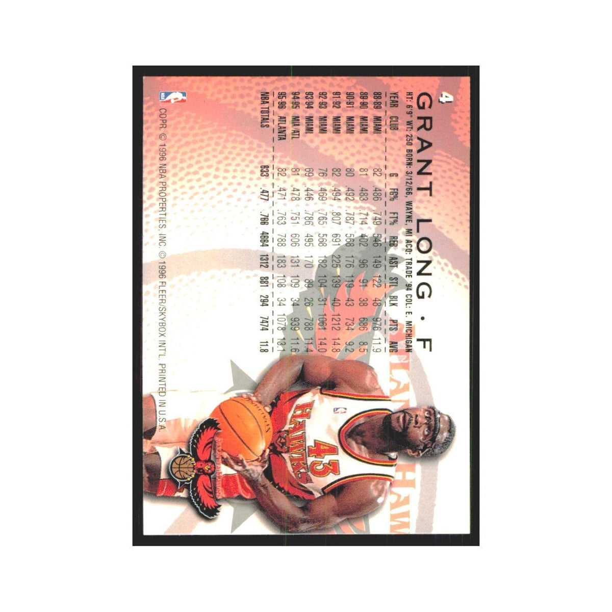 1996 Fleer Grant Long Hawks #4