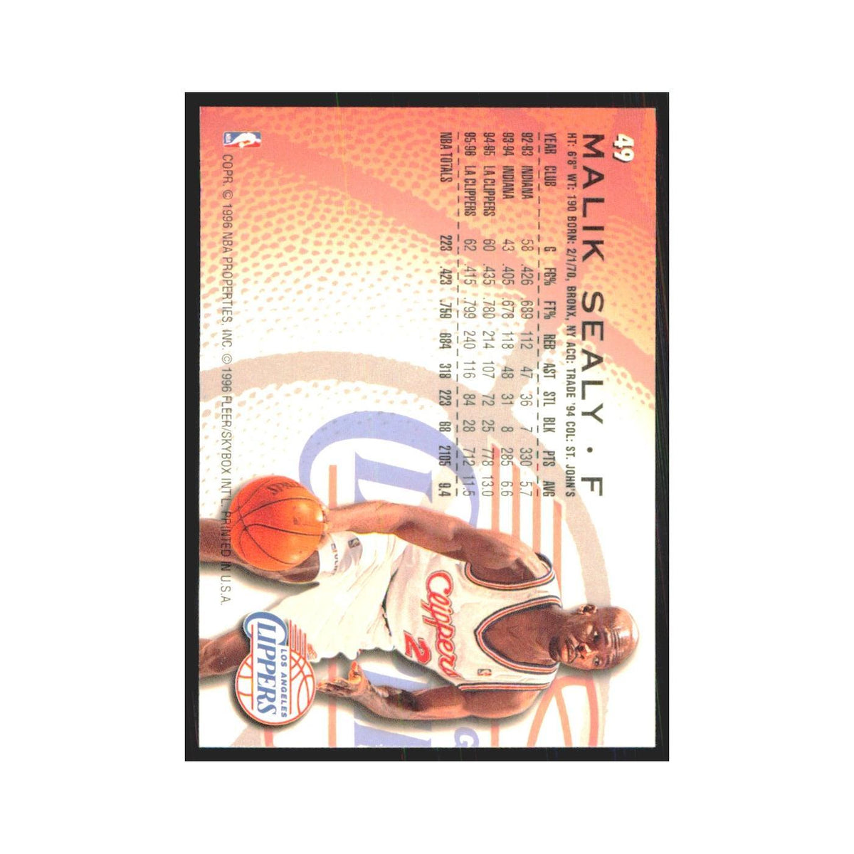 1996 Fleer Malik Sealy Clippers #49